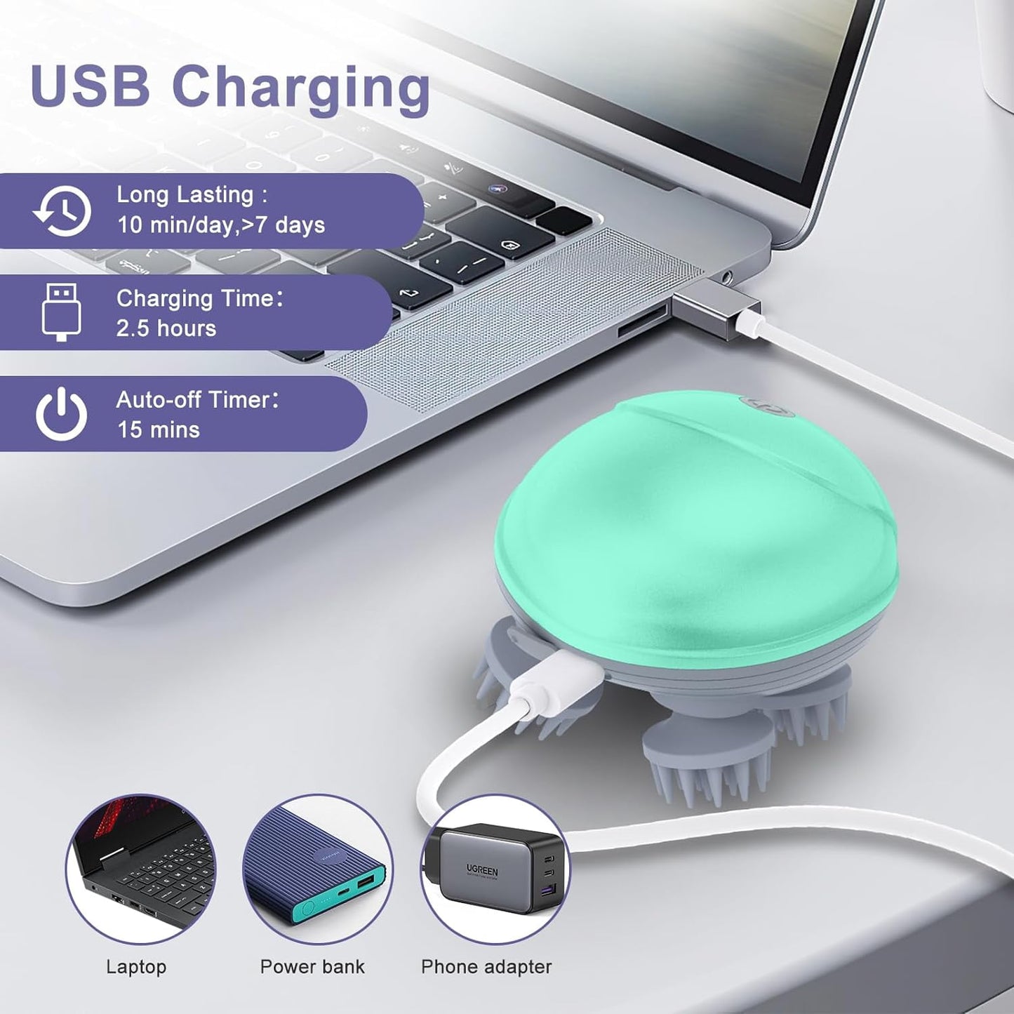 Electric Head,Scalp Massager | 3 Speed Mode .Portable,Scalp Massager for Hair Growth Massager