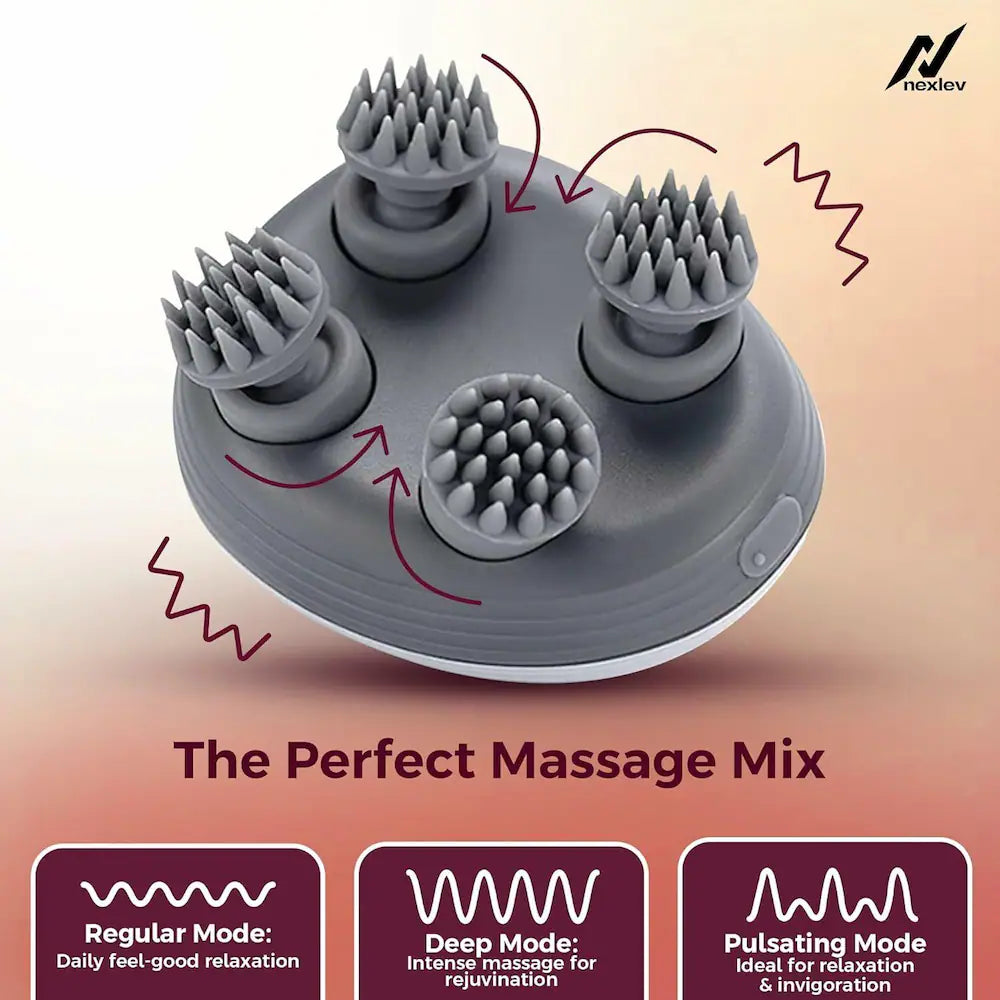 Electric Head,Scalp Massager | 3 Speed Mode .Portable,Scalp Massager for Hair Growth Massager (White)