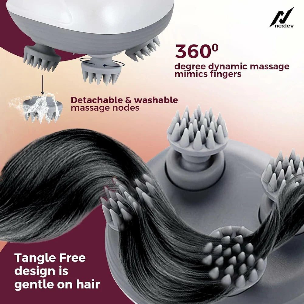 Electric Head,Scalp Massager | 3 Speed Mode .Portable,Scalp Massager for Hair Growth Massager (White)