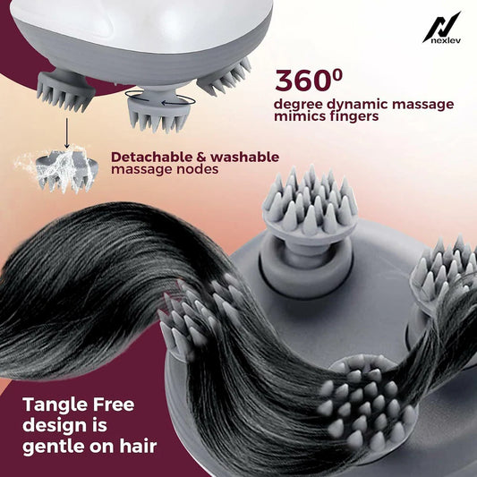 Electric Head,Scalp Massager | 3 Speed Mode .Portable,Scalp Massager for Hair Growth Massager (White)